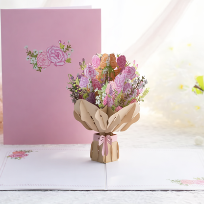 🌸 Kartka 3D z Kwiatami Pop-Up™  - Elegancka, ręcznie wykonana kartka 3D🌸