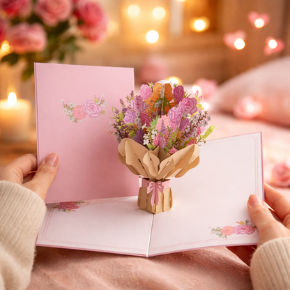 🌸 Kartka 3D z Kwiatami Pop-Up™  - Elegancka, ręcznie wykonana kartka 3D🌸
