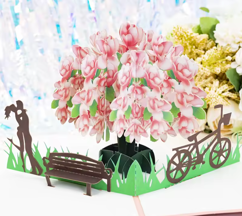 🌸 Kartka 3D z Kwiatami Pop-Up™  - Elegancka, ręcznie wykonana kartka 3D🌸