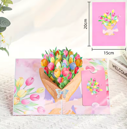 🌸 Kartka 3D z Kwiatami Pop-Up™  - Elegancka, ręcznie wykonana kartka 3D🌸