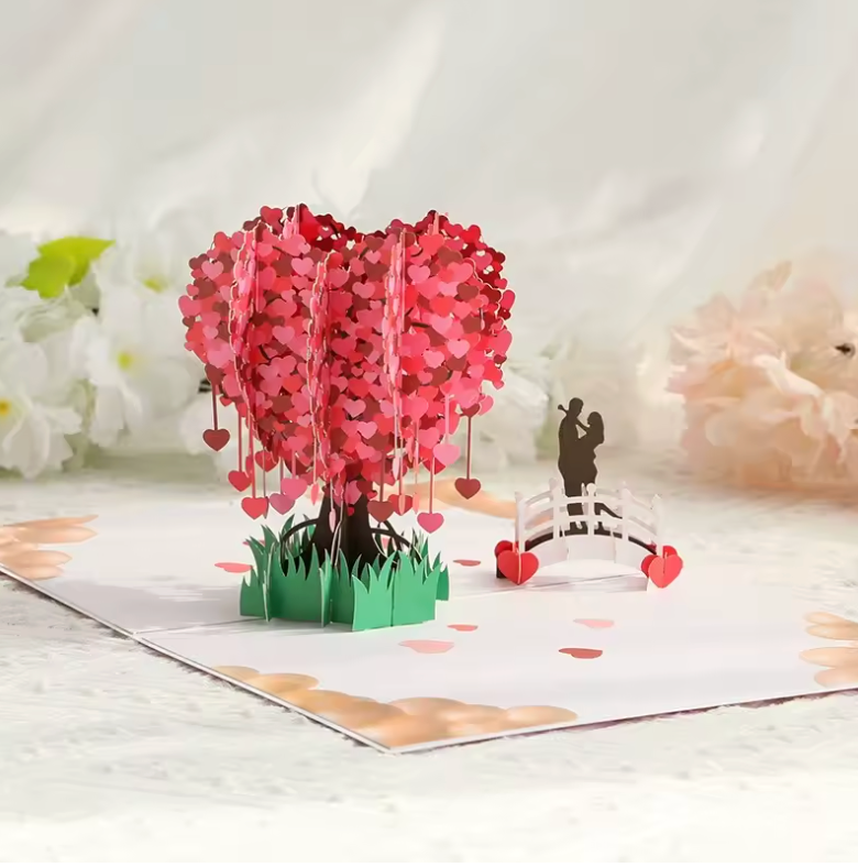 🌸 Kartka 3D z Kwiatami Pop-Up™  - Elegancka, ręcznie wykonana kartka 3D🌸